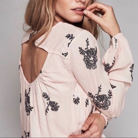 Free People Dresses & Skirts - Free People Austin embroidered pink and grey dress